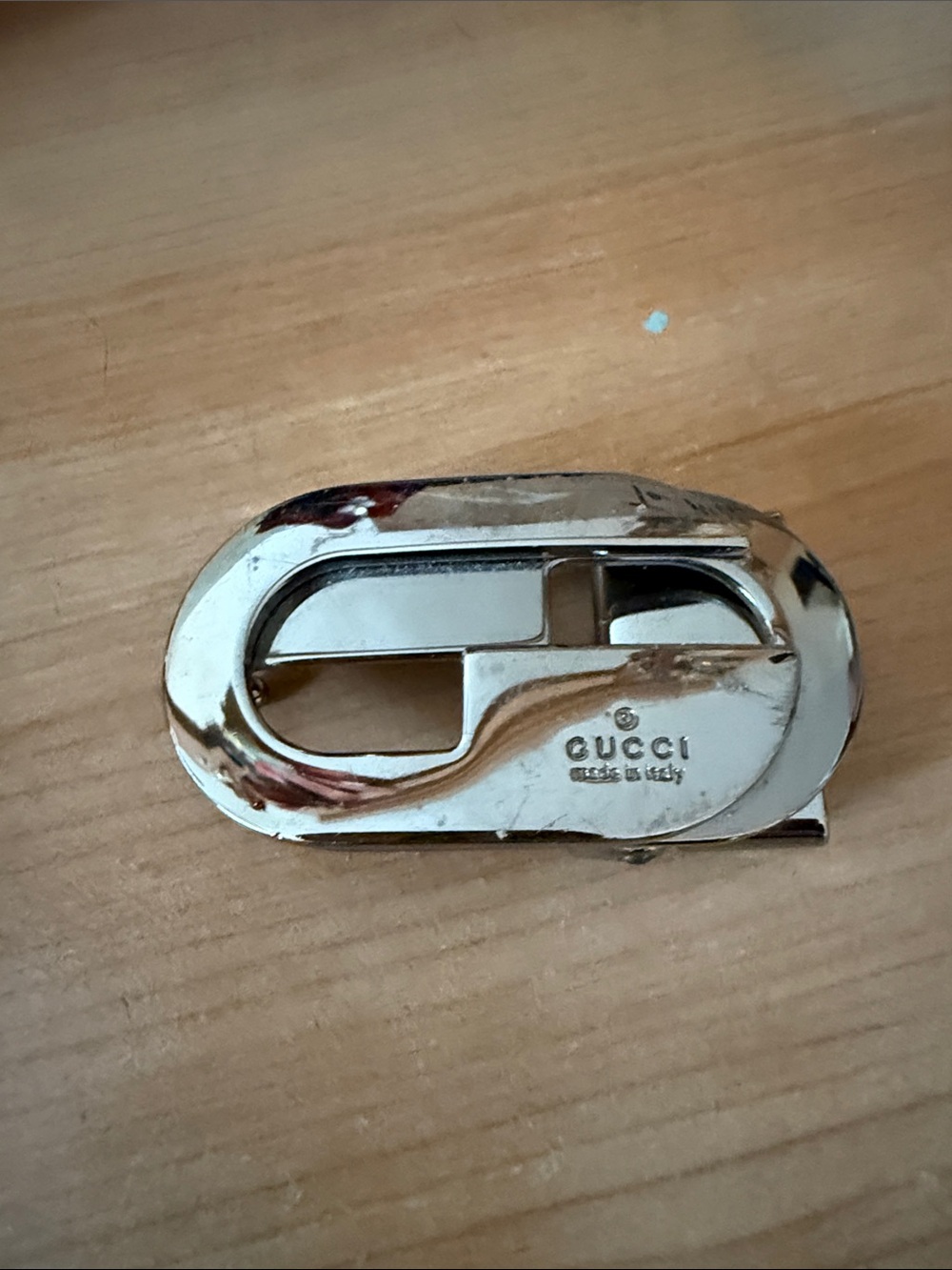 Gucci Silver Oval Logo Buckle Hardware